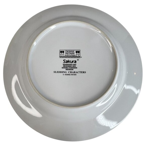 Set Of 4 Sakura Debbie Mumm Sledding Characters Ceramic Salad Plates 8.25 Skiing - Picture 3 of 9